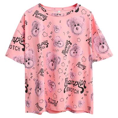 短袖通勤印花纯棉纯棉宽松t恤