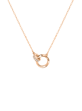 玫瑰金色环环相扣项链新款