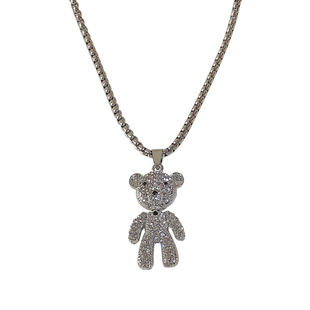 潮酷嘻哈小熊长款项链女2026年新款秋冬小众设计卫衣链毛衣链女