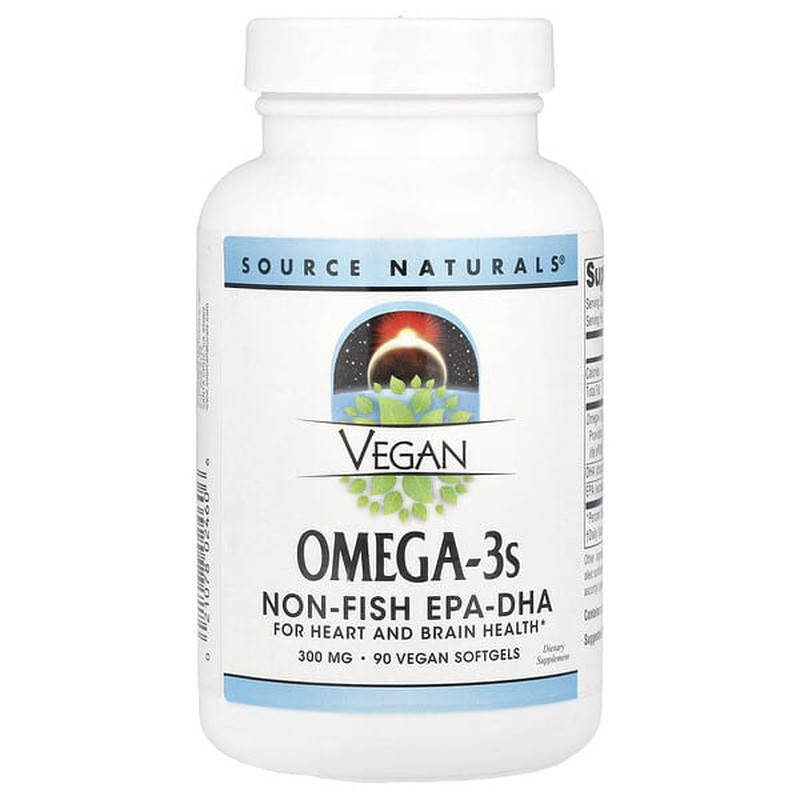 源美,全素 Omega-3s，600 毫克，90 粒全素软胶囊（每粒胶囊 300