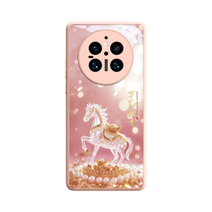 水晶黄金马适用华为mate70pro手机壳高级感mate70新款60pro保护套50液态玻璃mate40全包防摔30马年pro+带手链