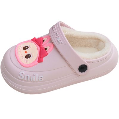 拉布布冬季儿童棉拖鞋女童厚底防水可拆洗亲子小中大童宝宝棉拖鞋