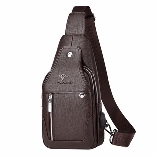 男士斜挎包单肩包休闲小二层牛皮多功能背包韩版软皮挎包胸包男包