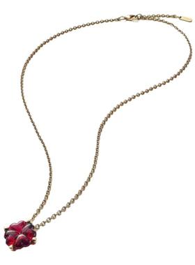 欧洲直邮BACCARAT/巴卡拉TRÈFLE四叶草系列红色水晶镀金链条