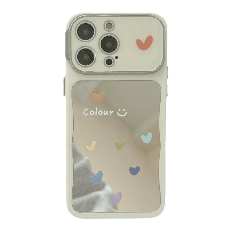 韩系彩色爱心镜面适用苹果17手机壳iPhone16ProMax新款15pro防摔12女款小众13硅胶14pro简约仙女网红全包软壳