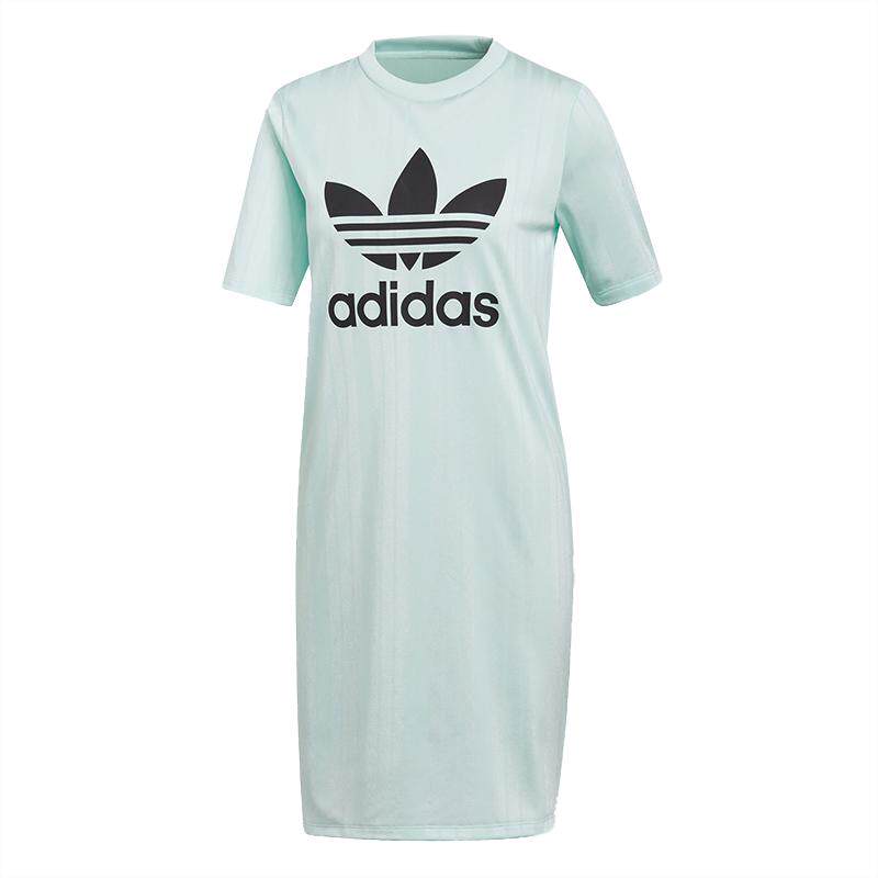 Adidas/阿迪达斯正品三叶草DRESS 女子LOGO 印花短袖连衣裙DV0126