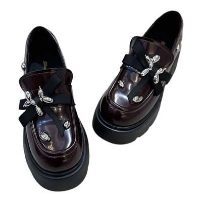 英伦风厚底小个子蝴蝶结乐福鞋