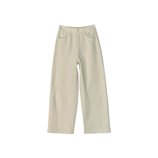 软fufu！~蜜蜜绒天丝羊毛休闲裤女秋冬松紧腰柔软保暖直筒阔腿裤