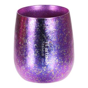 钛工匠户外纯钛水杯冰花炫彩双层隔热咖啡杯个性旅行家用随手杯子