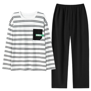 乌拉拉公主纯棉男士睡衣春秋新疆全棉长袖裤25年新款家居服高级夏