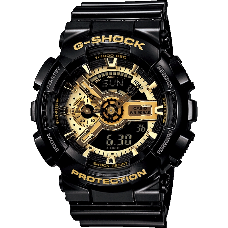 casio卡西欧海外旗舰店GA-110GB手表男士黑金官方官网正品gshock