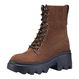 iiJin艾今官方秋冬9.5cm厚底内增高超轻真皮马丁短靴子女706ASWL