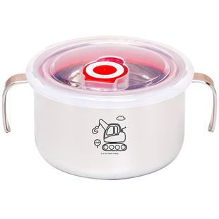 联扣儿童碗小学生不锈钢碗316双层宝宝吃饭餐具幼儿园家用汤碗