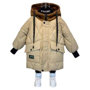 男童棉服2024新款洋气免洗外套儿童羽绒棉衣加绒加厚男孩棉袄冬装