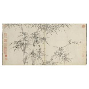 文徵明画竹 名家墨竹图授徒稿高清微喷复制临摹学习画稿文征明