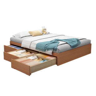 榻榻米实木床带储物箱体抽屉床地台收纳小户型排骨床架无床头落地