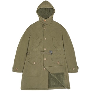 马登工装 美式复古M47派克服重磅大衣连帽保暖中长款棉衣外套男冬