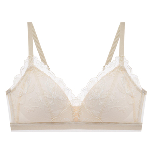 内衣女夏季薄款小胸聚拢舒适透气性感蕾丝轻薄型法式三角杯文胸罩