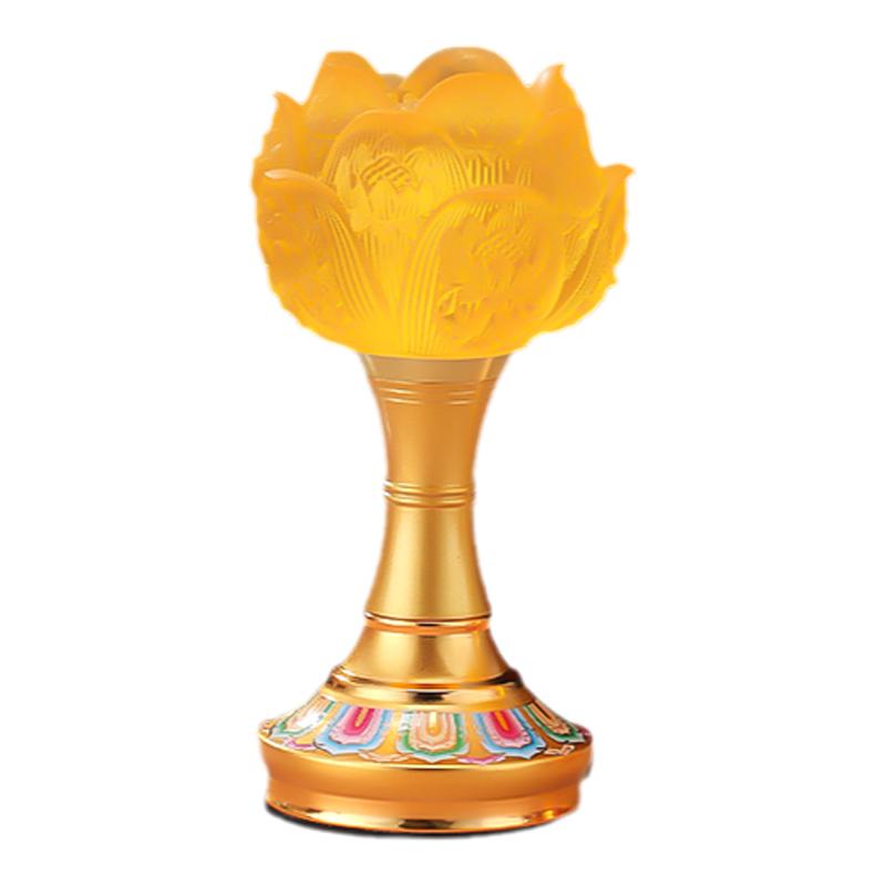 三彩莲花琉璃灯充电触控琉璃灯