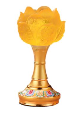 三彩莲花琉璃灯充电触控琉璃灯