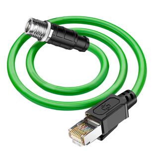M12转RJ45以太网线4针8芯ADX型编码连接器工业相机高柔屏蔽双绞线