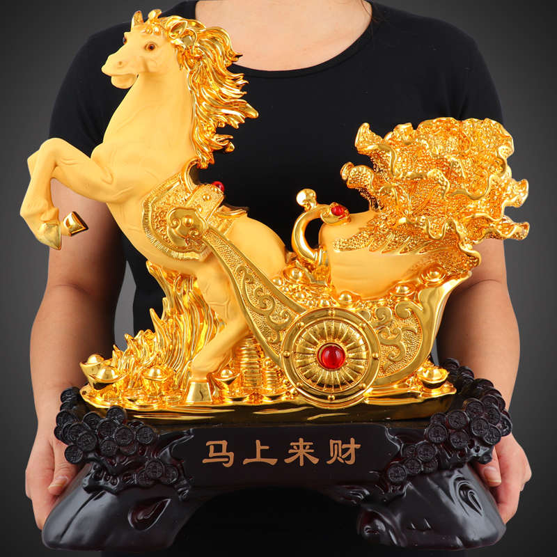马摆件马上发财玉白菜家居装饰招财办公室客厅店铺开业送礼工艺品
