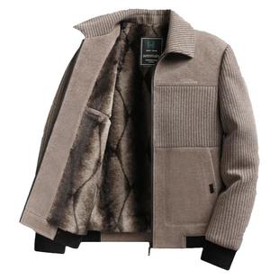 2026新款秋冬中老年男装加绒加厚外套翻领夹克衫爸爸宽松上衣