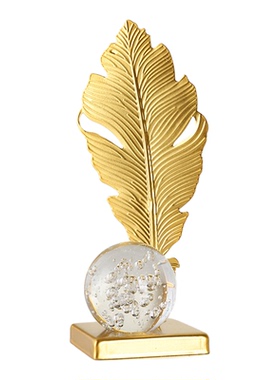 铁艺叶子水晶球植物摆件北欧