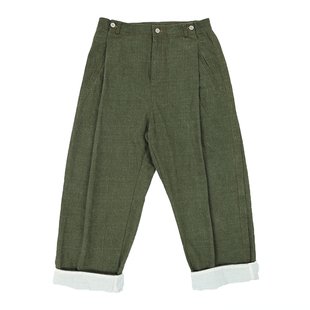 No sense无感官 原创设计长裤复古日系小众水洗绿阔腿宽松直筒裤