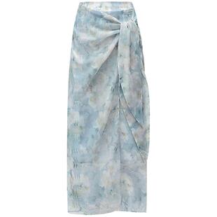 COCOBELLA设计感绑带清新印花雪纺半身裙女夏围裹式半裙HS123-2