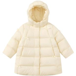 笛莎童装女童羽绒服2025冬装新款女宝宝小童白鸭绒儿童中长款外套