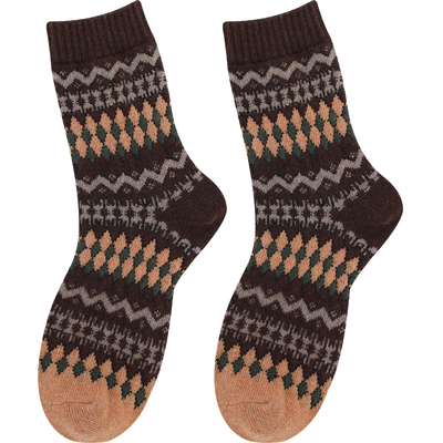 韩国保暖女羊毛加厚费尔岛中筒袜