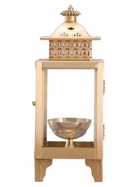 纯黄铜 天灯酥油灯灯盏 佛前寺庙供佛防风玻璃四头家用供灯长明灯