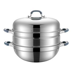 304不锈钢蒸锅双三层蒸馒头蒸鱼专用炒锅家用蒸煮炖燃气灶电磁炉