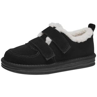 热风厚底雪地靴女2025年冬季新款棕色魔术贴勃肯鞋加绒美拉德棉鞋