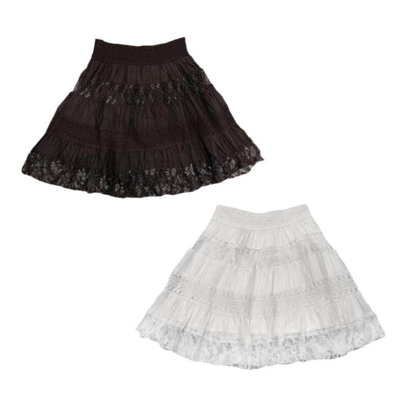 森系复古文艺森系流浪风小众蕾丝重工拼接镂空纯棉A字伞裙半身裙