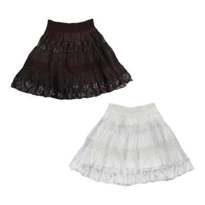 森系复古文艺森系流浪风小众蕾丝重工拼接镂空纯棉A字伞裙半身裙