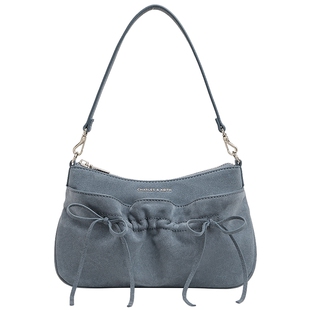 CHARLES&KEITH26秋新款CK2-20151673-1绒面蝴蝶结单肩腋下斜挎包