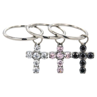 F136钛合金十字架吊坠耳环镶钻耳垂环养耳免摘小众朋克甜美耳饰