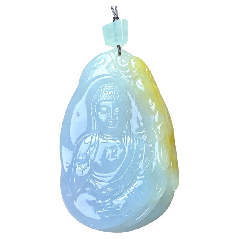 翠贵人冰糯双彩大日如来吉祥吊坠