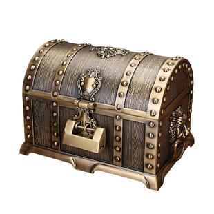 欧式复古带锁首饰盒金属工艺海盗珠宝箱珠宝盒饰品项链戒指收纳盒