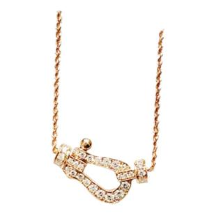 F.D马蹄扣项链女纯银玫瑰金满钻迷你小号U型锁骨链简约时尚百搭潮
