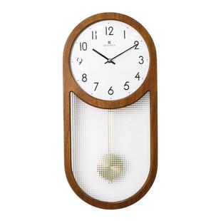 多帝家日式复古钟表原木挂钟客厅中式时钟挂墙大气创意装饰摇摆钟