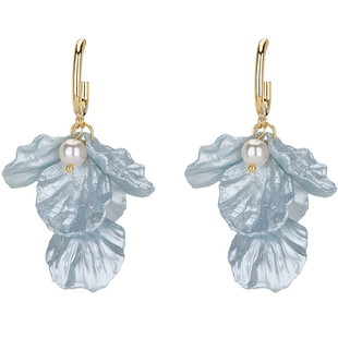 蓝色花瓣耳饰女耳钉耳环2026新款爆款高级感秋冬独特度假风耳坠