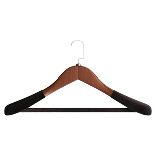 汤能一品皮草专用衣架冬季挂水貂皮大衣实木宽肩植绒衣撑加粗加大