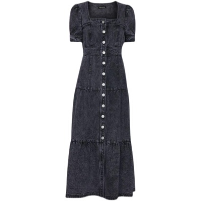 WHISTLES牛仔裙高腰复古英伦