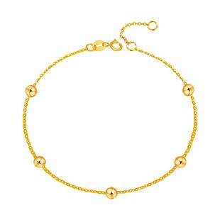 ZJUZ18K金女士玫瑰金细手链满天星闪O转运珠黄金小金珠彩金手链