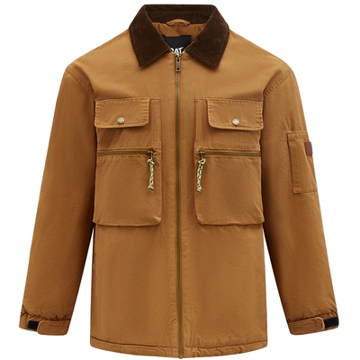 CAT卡特日常保暖秋冬男士经典工装灯芯绒翻领夹克长款棉服外套