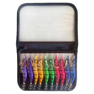 3.5号鱿鱼钩荧光假虾海钓木虾包夜光饵木鱿鱼乌贼拟假饵木虾套装