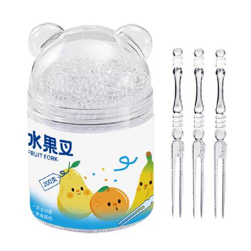 一次性叉子食品级甜品水果蛋糕点心叉塑料叉子家用水果牙签独立装